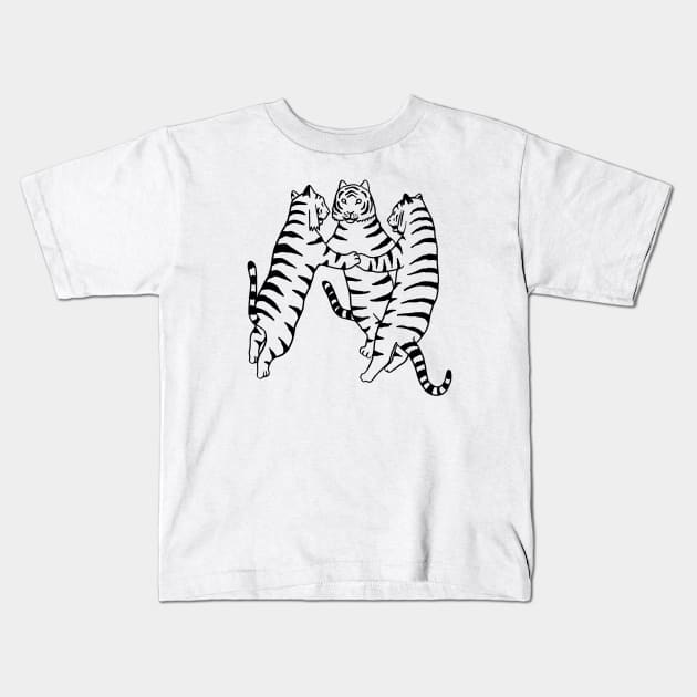 Tigers dancing Kids T-Shirt by RicardoCarn